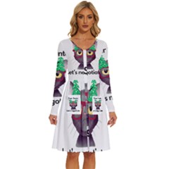 Cute Cat Glasses Christmas Tree Long Sleeve Dress With Pocket by Sarkoni