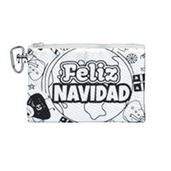 Christmas Santa Snow Happy Joy Canvas Cosmetic Bag (medium) by Sarkoni