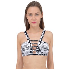 Christmas Santa Snow Happy Joy Cage Up Bikini Top