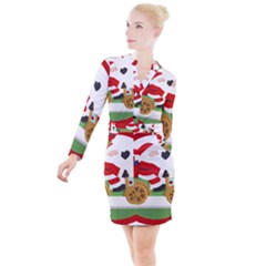 Christmas Santa Claus Button Long Sleeve Dress by Sarkoni