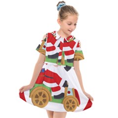 Christmas Santa Claus Kids  Short Sleeve Shirt Dress by Sarkoni