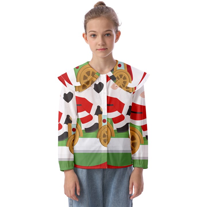 Christmas Santa Claus Kids  Peter Pan Collar Blouse