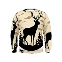 Deer Wildlife Kids  Sweatshirt by Sarkoni