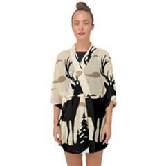 Deer Wildlife Half Sleeve Chiffon Kimono by Sarkoni