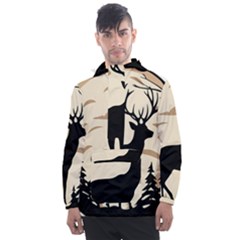 Deer Wildlife Men s Front Pocket Pullover Windbreaker by Sarkoni