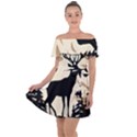 Deer Wildlife Off Shoulder Velour Dress View1