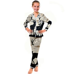 Deer Wildlife Kids  Satin Long Sleeve Pajamas Set by Sarkoni