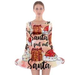 Santa Cookies Christmas Long Sleeve Skater Dress by Sarkoni