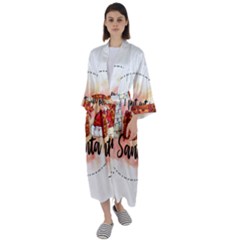 Santa Cookies Christmas Maxi Satin Kimono by Sarkoni