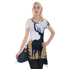 Deer Wildlife Nature Short Sleeve Side Drop Tunic by Sarkoni