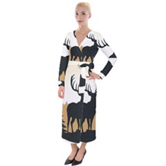 Deer Wildlife Nature Velvet Maxi Wrap Dress