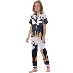 Deer Wildlife Nature Kids  Satin Short Sleeve Pajamas Set by Sarkoni