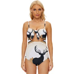 Deer Wildlife Nature Knot Front One-piece Swimsuit by Sarkoni