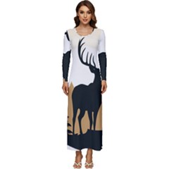 Deer Wildlife Nature Long Sleeve Longline Maxi Dress by Sarkoni