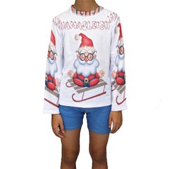 Santa Glasses Yoga Chill Vibe Kids  Long Sleeve Swimwear