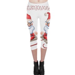 Santa Glasses Yoga Chill Vibe Capri Leggings 