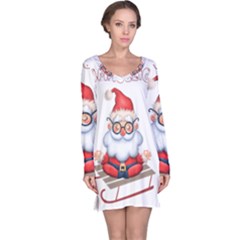 Santa Glasses Yoga Chill Vibe Long Sleeve Nightdress