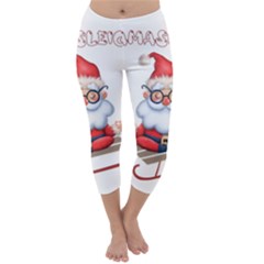 Santa Glasses Yoga Chill Vibe Capri Winter Leggings 