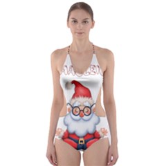 Santa Glasses Yoga Chill Vibe Cut-out One Piece Swimsuit