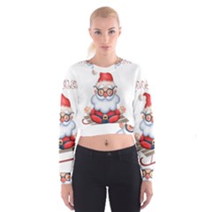 Santa Glasses Yoga Chill Vibe Cropped Sweatshirt