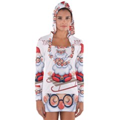 Santa Glasses Yoga Chill Vibe Long Sleeve Hooded T-shirt