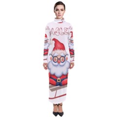 Santa Glasses Yoga Chill Vibe Turtleneck Maxi Dress