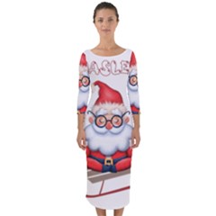 Santa Glasses Yoga Chill Vibe Quarter Sleeve Midi Bodycon Dress