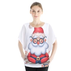 Santa Glasses Yoga Chill Vibe Batwing Chiffon Blouse