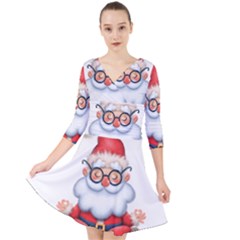 Santa Glasses Yoga Chill Vibe Quarter Sleeve Front Wrap Dress