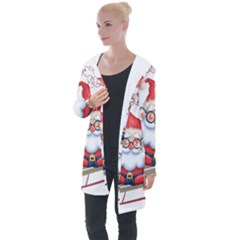 Santa Glasses Yoga Chill Vibe Longline Hooded Cardigan