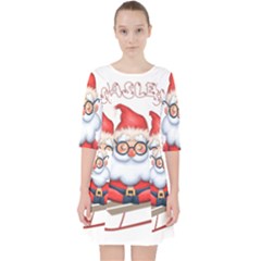 Santa Glasses Yoga Chill Vibe Quarter Sleeve Pocket Dress