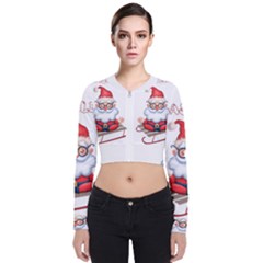 Santa Glasses Yoga Chill Vibe Long Sleeve Zip Up Bomber Jacket