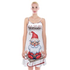 Santa Glasses Yoga Chill Vibe Spaghetti Strap Velvet Dress