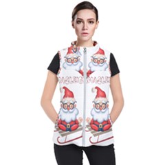 Santa Glasses Yoga Chill Vibe Women s Puffer Vest