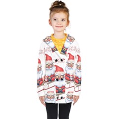 Santa Glasses Yoga Chill Vibe Kids  Double Breasted Button Coat