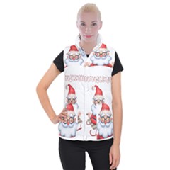 Santa Glasses Yoga Chill Vibe Women s Button Up Vest