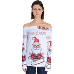 Santa Glasses Yoga Chill Vibe Off Shoulder Long Sleeve Top by Sarkoni