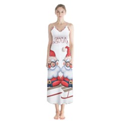 Santa Glasses Yoga Chill Vibe Button Up Chiffon Maxi Dress