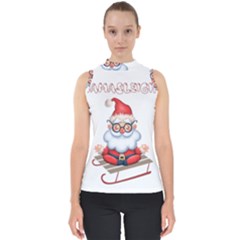 Santa Glasses Yoga Chill Vibe Mock Neck Shell Top