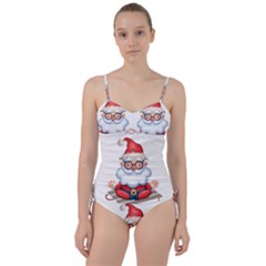 Santa Glasses Yoga Chill Vibe Sweetheart Tankini Set