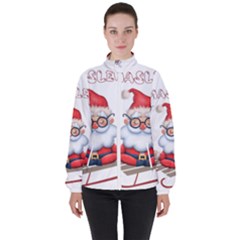 Santa Glasses Yoga Chill Vibe Women s High Neck Windbreaker