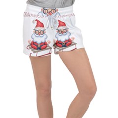 Santa Glasses Yoga Chill Vibe Women s Velour Lounge Shorts