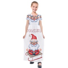 Santa Glasses Yoga Chill Vibe Kids  Short Sleeve Maxi Dress