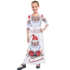 Santa Glasses Yoga Chill Vibe Kids  Quarter Sleeve Maxi Dress