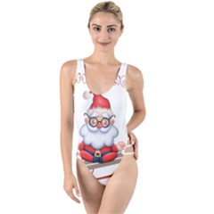 Santa Glasses Yoga Chill Vibe High Leg Strappy Swimsuit