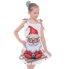 Santa Glasses Yoga Chill Vibe Kids  Tie Up Tunic Dress by Sarkoni