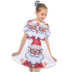 Santa Glasses Yoga Chill Vibe Kids  Short Sleeve Shirt Dress