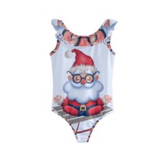 Santa Glasses Yoga Chill Vibe Kids  Frill Swimsuit