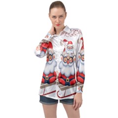 Santa Glasses Yoga Chill Vibe Long Sleeve Satin Shirt