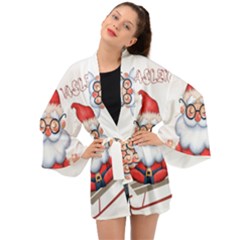 Santa Glasses Yoga Chill Vibe Long Sleeve Kimono